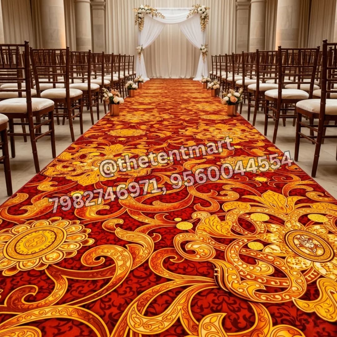 Red and Yellow Aesthetic Flower Design 3D Carpet, product code FL-244