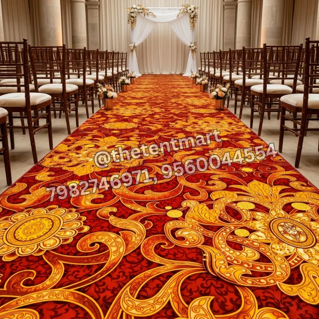 Red and Yellow Aesthetic Flower Design 3D Carpet, product code FL-244